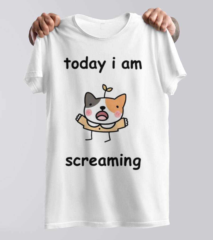 Today I Am Screaming Corgi Cartoon With Leaf Sprout T-Shirt