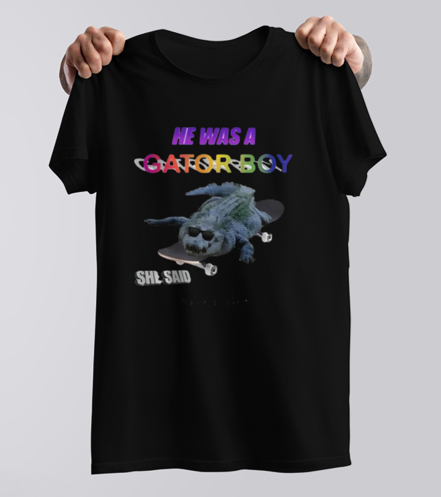 He Was A Gator Boy She Said I Have Anxiety Skateboarding Alligator Sunglasses T-Shirt