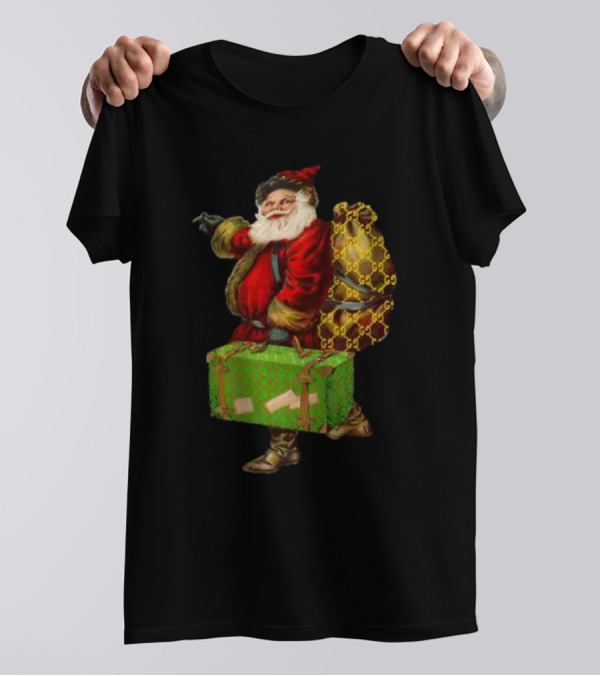 Santa With Chic Designer Style Backpack T-Shirt