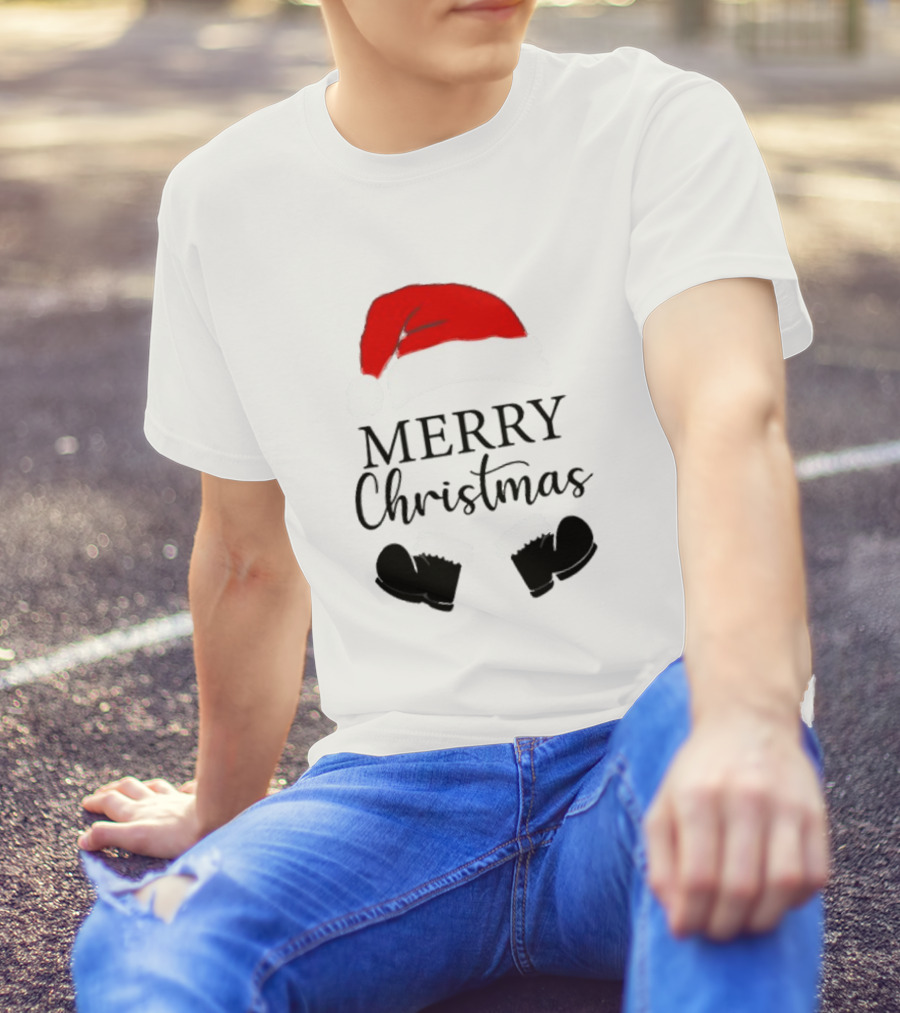 Merry Christmas Svg Santa Hat And Boots Softstyle V-Neck T-Shirt