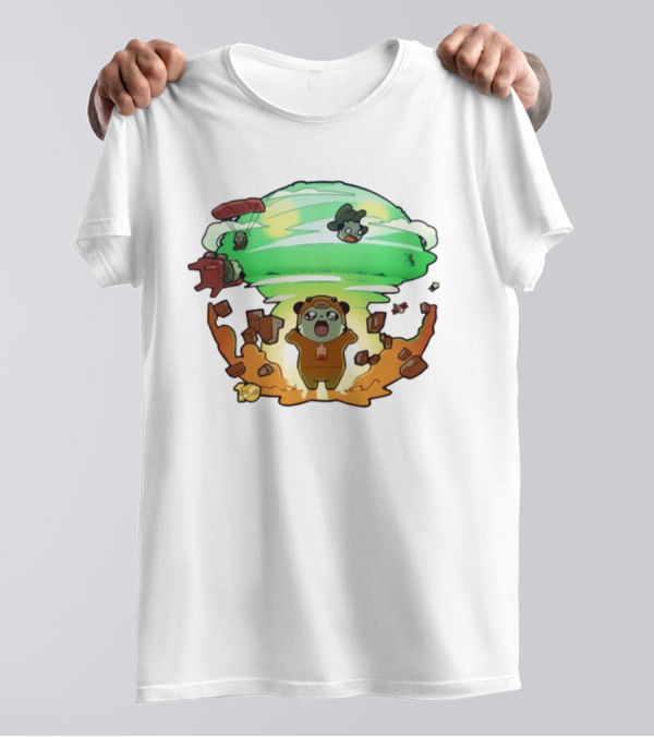 Roo Bahroo 10Th Anniversary Explosive Celebration With Cute Bear Figures And Parachuting Characters T-Shirt