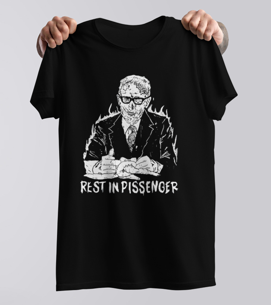 Punkwithacamera Rest In Pissenger Skeleton Suit Flames T-Shirt