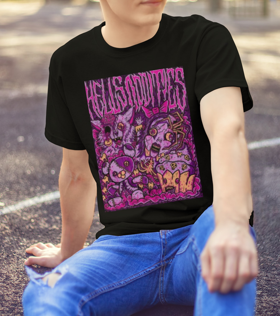Hells Oddities Creepy Doll Zombie Cupcake Cat Monster Bits N' Pieces T-Shirt