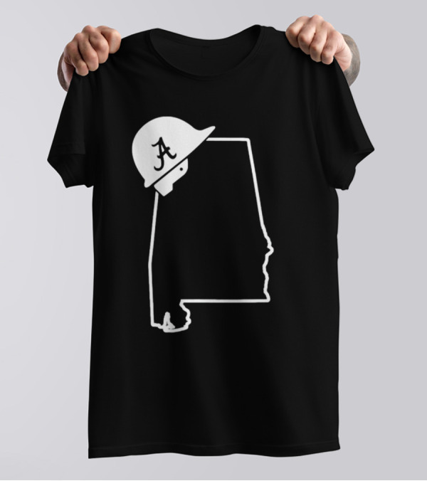 Alabama State Outline With Safety Helmet Featuring A T-Shirt