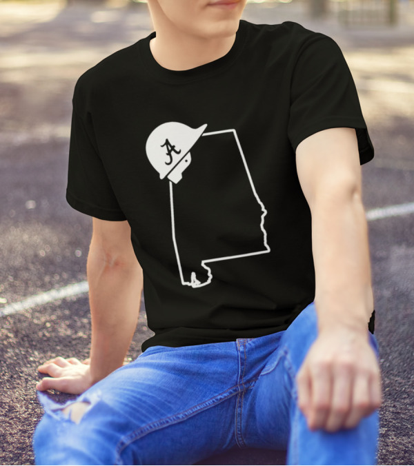 Alabama State Outline With Safety Helmet Featuring A T-Shirt