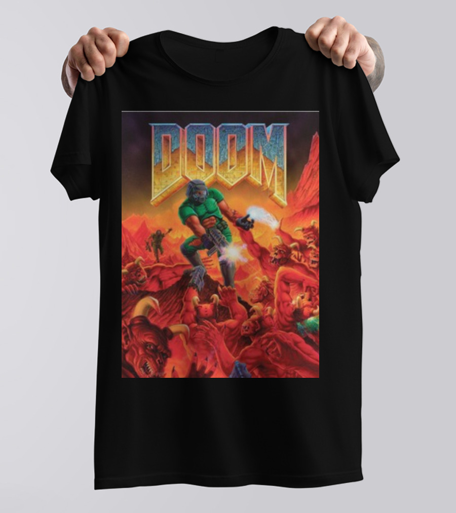 Doom 1993 Classic Poster Art Steam Key Retro Action Game T-Shirt
