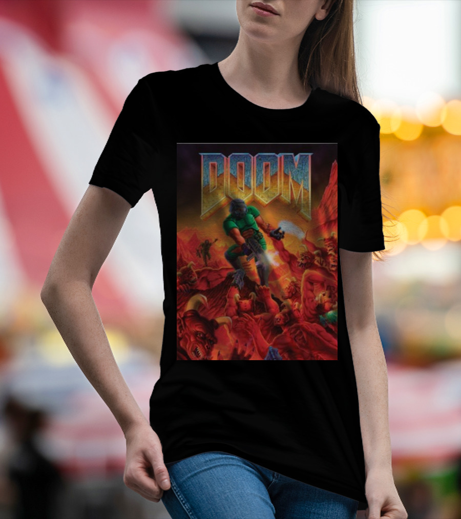 Doom 1993 Classic Poster Art Steam Key Retro Action Game T-Shirt