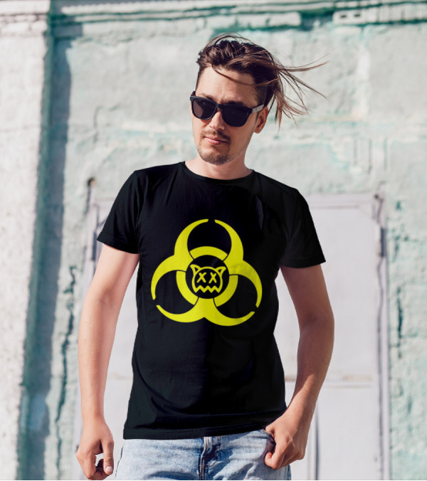 Ren Biohazard Symbol With X-Eyed Cat Face T-Shirt