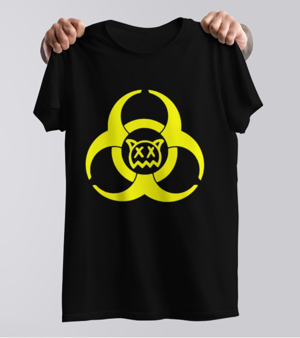 Ren Biohazard Symbol With X-Eyed Cat Face T-Shirt
