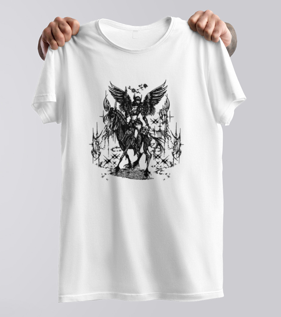 Valkyrae Skyfall Angelic Warrior On Horseback T-Shirt