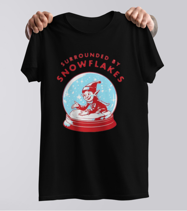 Surrounded By Snowflakes Elf Inside Snow Globe Winter Scene T-Shirt