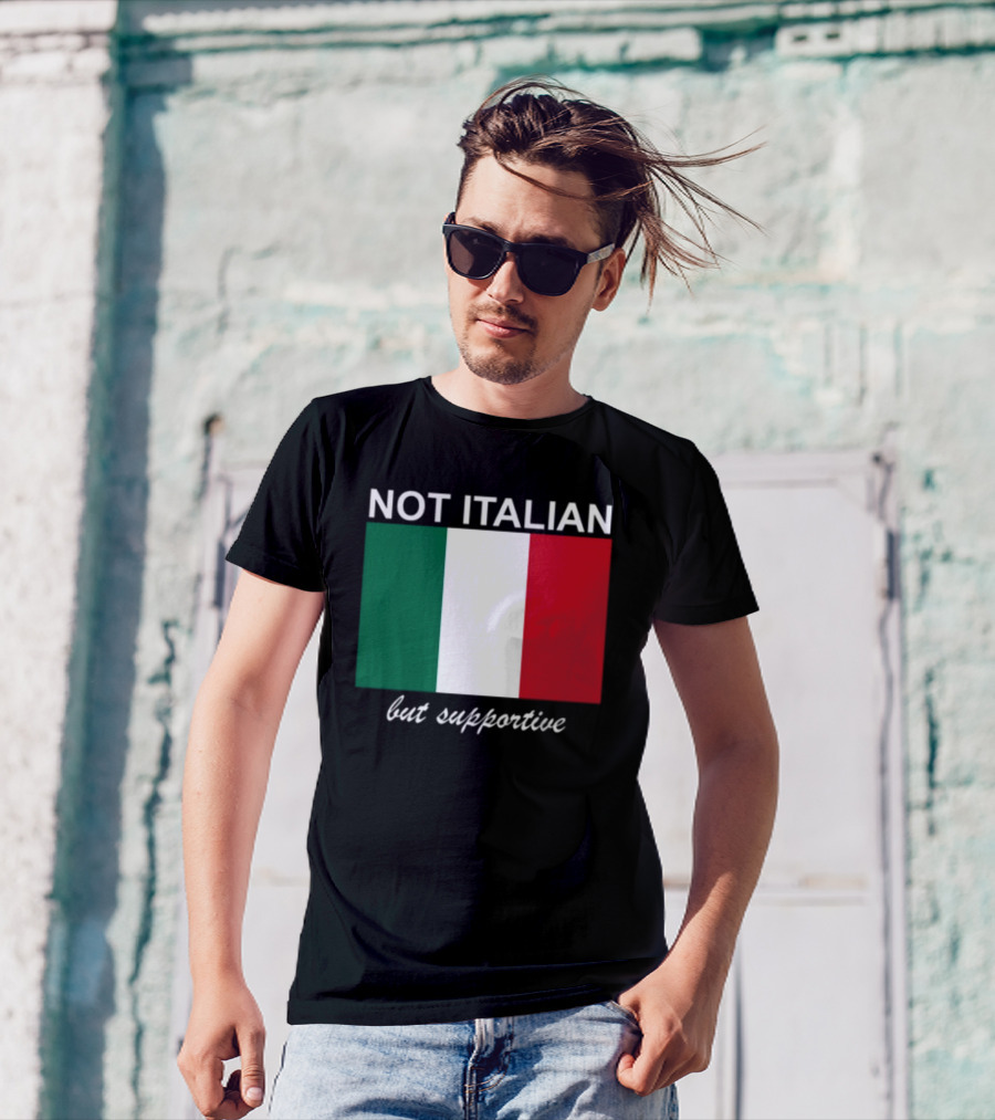 Big Cat Not Italian But Supportive Italian Flag T-Shirt