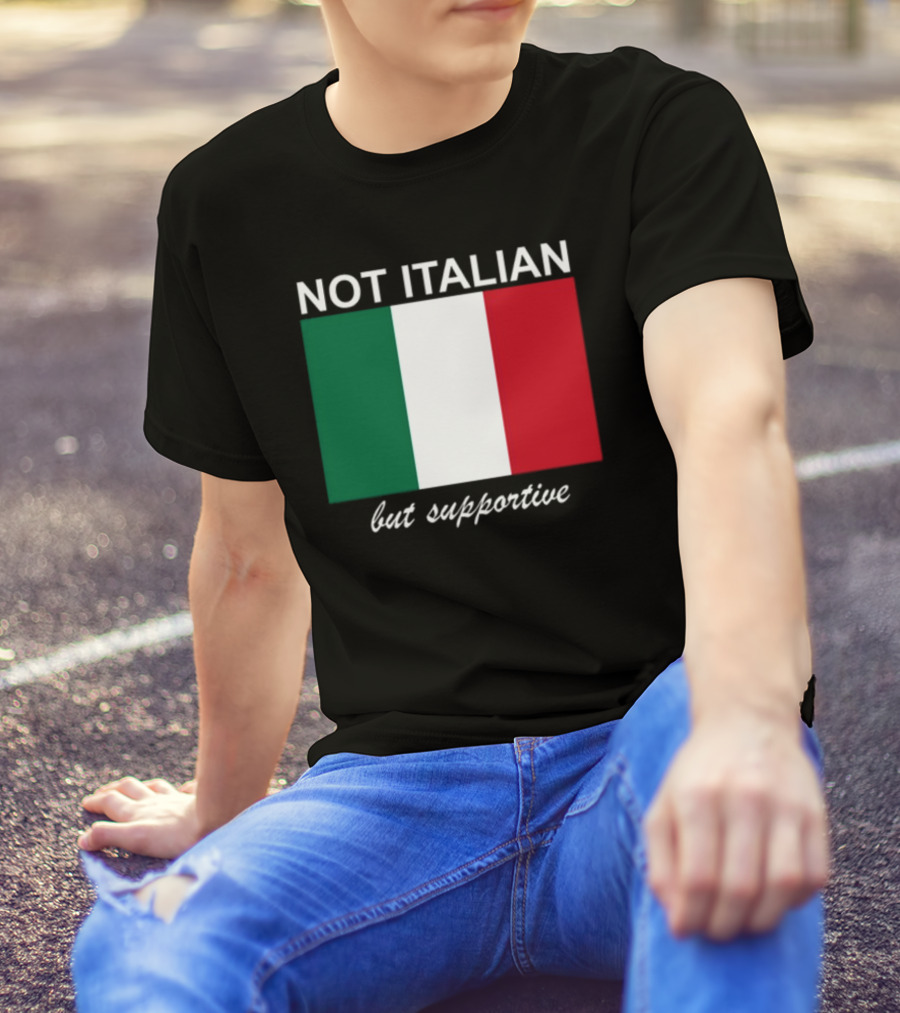 Big Cat Not Italian But Supportive Italian Flag T-Shirt