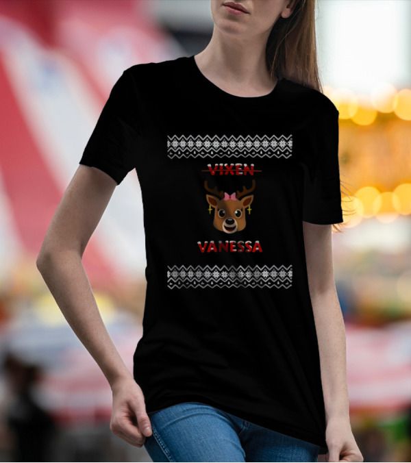 Mrs Claus Vanessa Reindeer Christmas T-Shirt