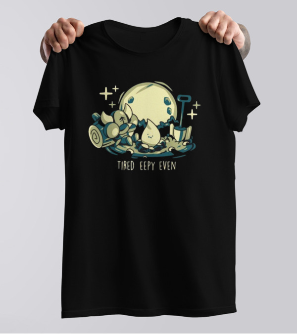 Tired Eepy Even Sleepy Characters Under Moonlit Sky T-Shirt