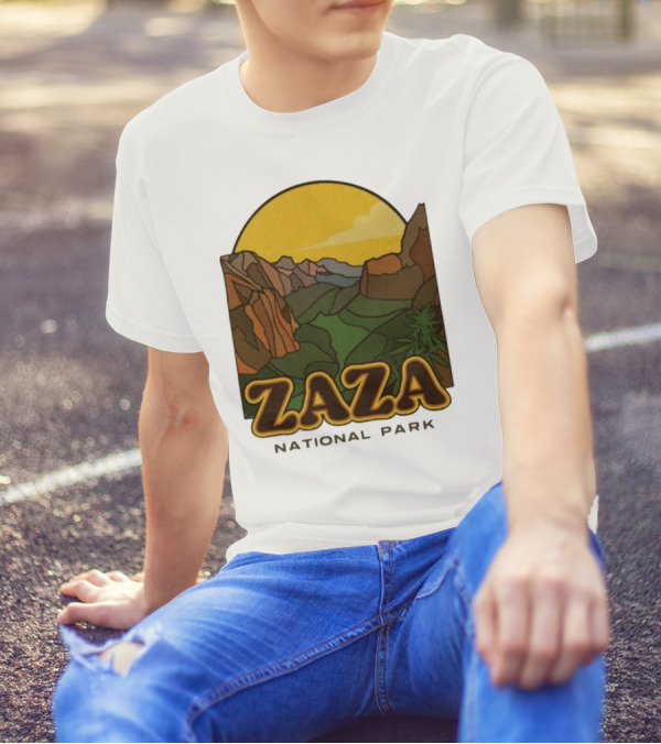 Zaza National Park Vintage Landscape With Mountains And Yellow Sunset T-Shirt