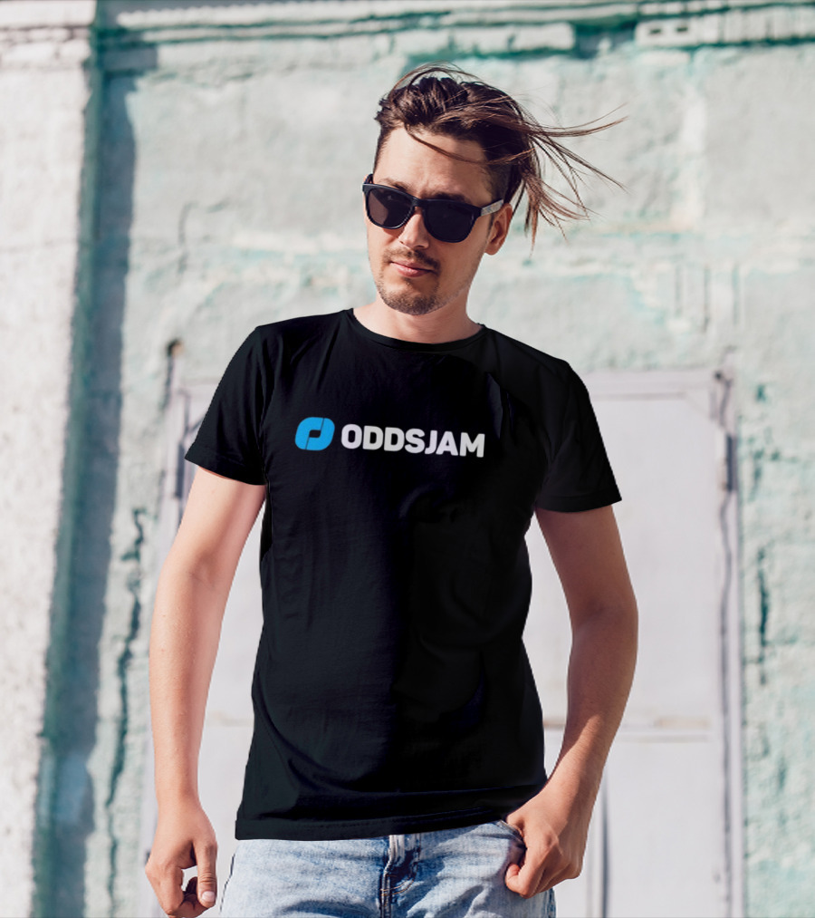 Oddsjam Blue And White Brand Emblem T-Shirt