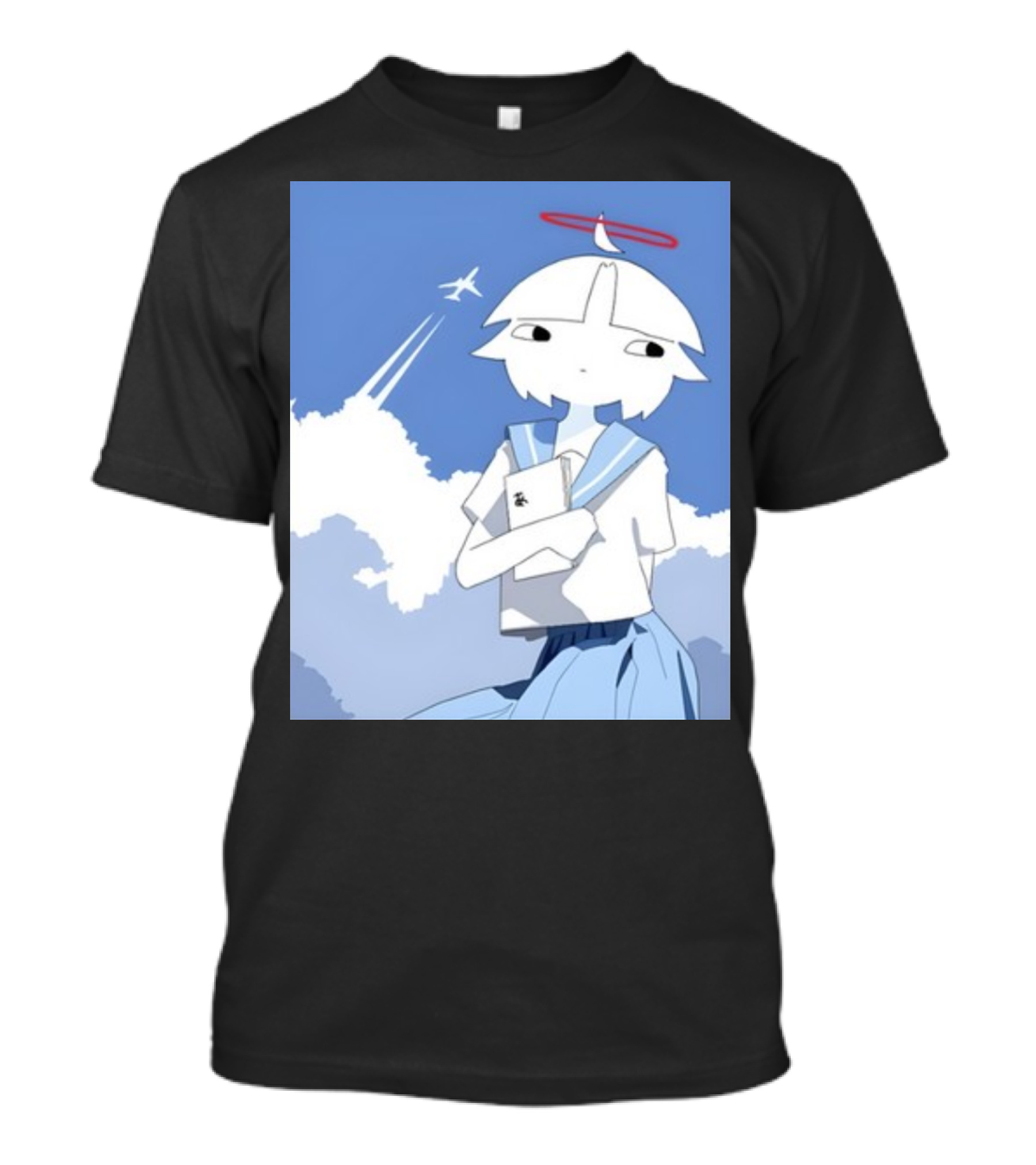 Chew Chewer Clowdy Girl With Halo And Airplane In Blue Sky T-Shirt