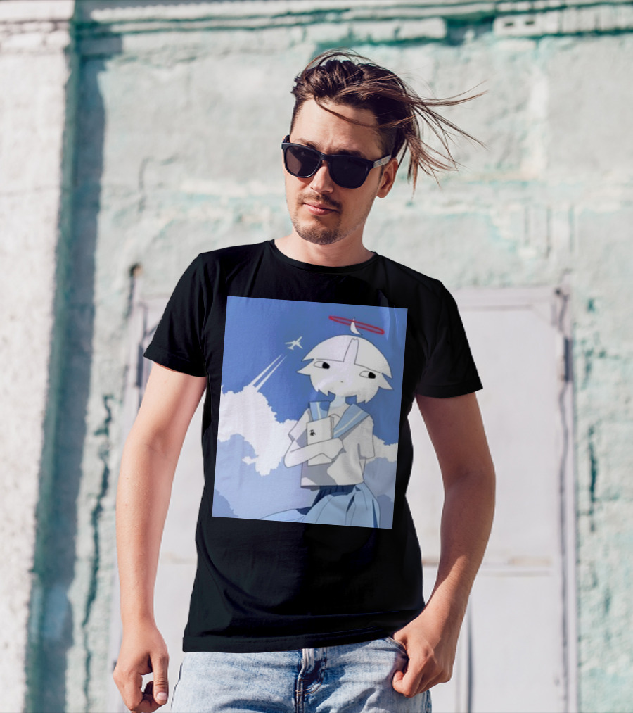 Chew Chewer Clowdy Girl With Halo And Airplane In Blue Sky T-Shirt