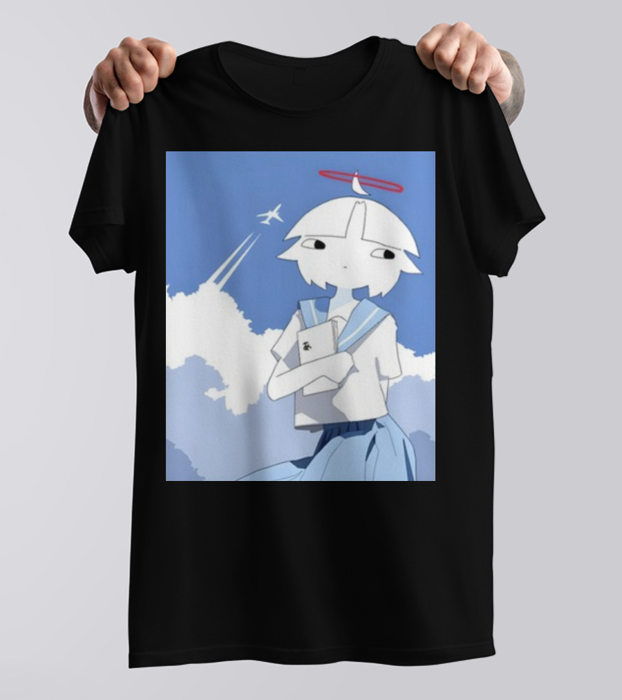 Chew Chewer Clowdy Girl With Halo And Airplane In Blue Sky T-Shirt