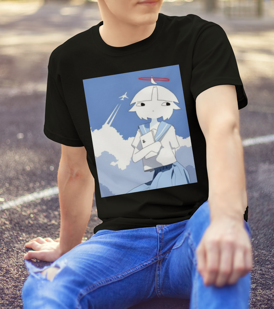 Chew Chewer Clowdy Girl With Halo And Airplane In Blue Sky T-Shirt