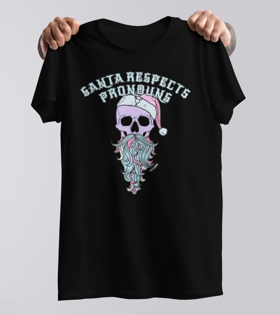 Santa Respects Pronouns Pastel Skull By Abprallenuk T-Shirt