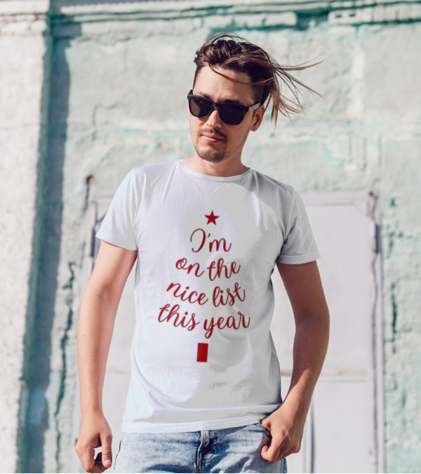 I'm On The Nice List This Year Christmas Tree Star T-Shirt
