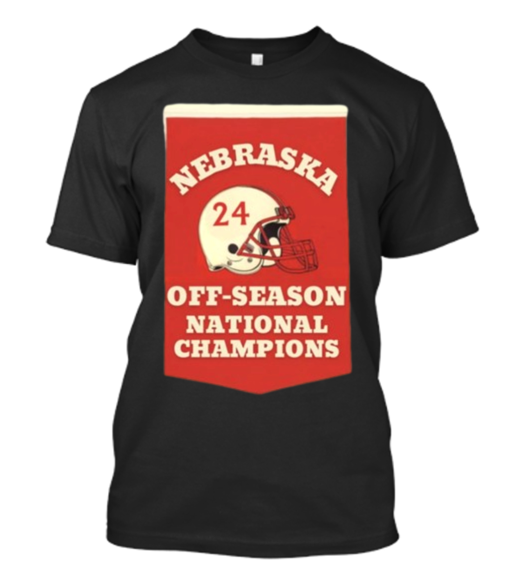 Nebraska Off-Season National Champions Red Helmet Banner T-Shirt