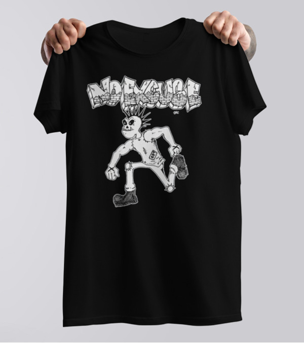 No Excuse Punk Skeleton In Graffiti T-Shirt