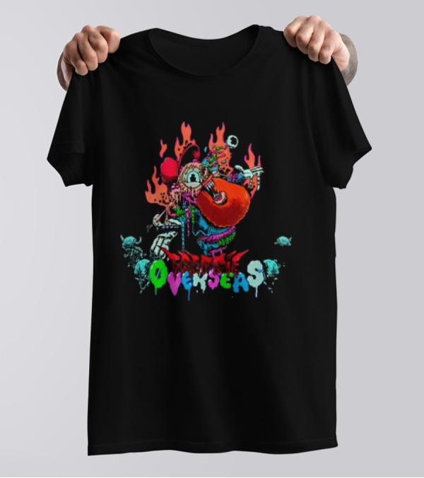 Freddie Overseas Onlepine Psychedelic Cartoon Creature With Flames T-Shirt