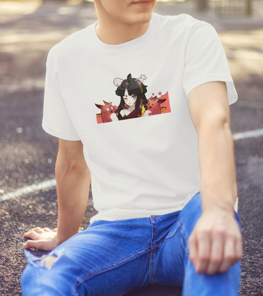 Vreverie Rana Ianna Winking Girl With Red Creatures T-Shirt