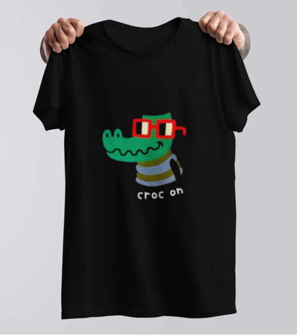 Jarmen43 Croc On Alligator With Red Glasses And Black Hat T-Shirt