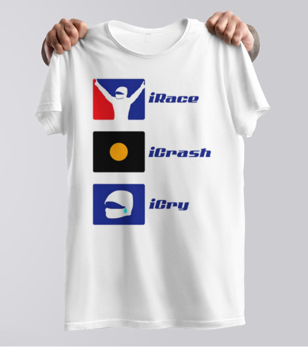 Basic Ollie IRace ICrash ICry Racing Icons And Emojis T-Shirt