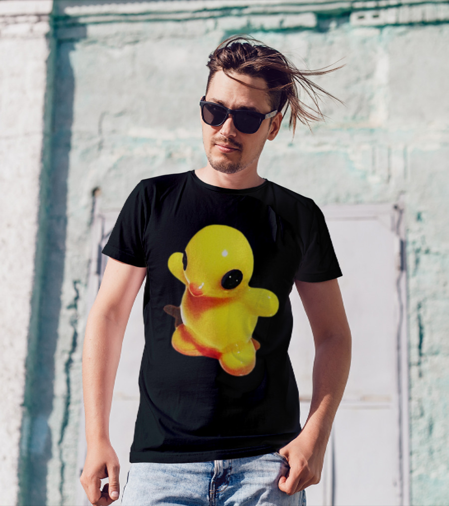 Fleshwater Plastic Duck Yellow Figurine With Black Eyes T-Shirt