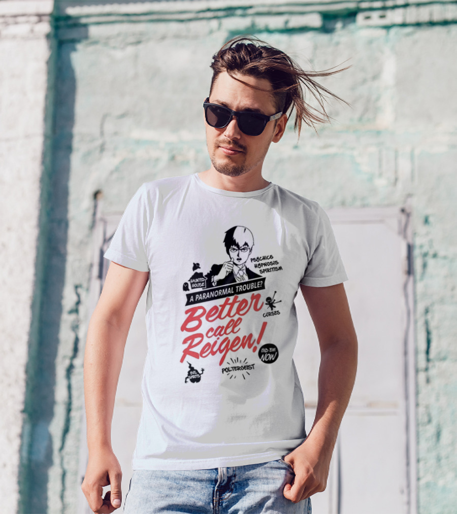 Better Call Reigen Psychics Hypnosis Spiritism Paranormal Poltergeist Curses T-Shirt