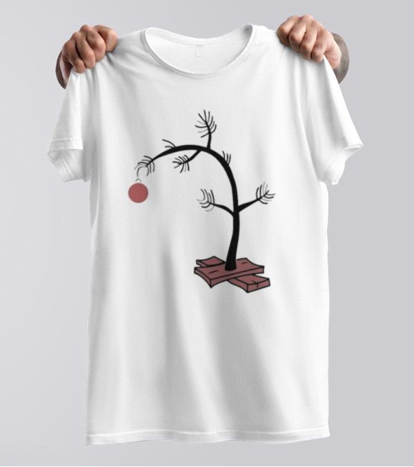 Sad Little Christmas Tree With Single Red T-Shirt