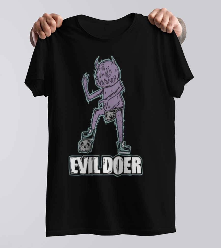 Evil Doer Purple Monster With Skull And Spikes T-Shirt