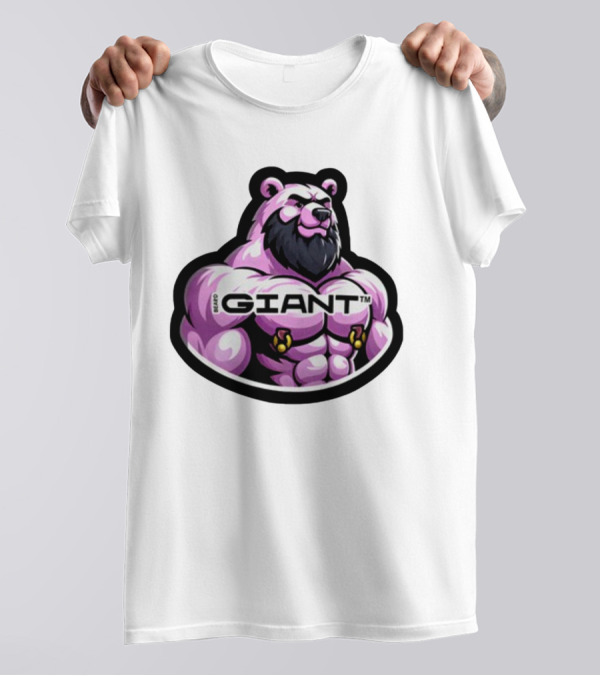 Giant Beard Bear Muscle Pink T-Shirt