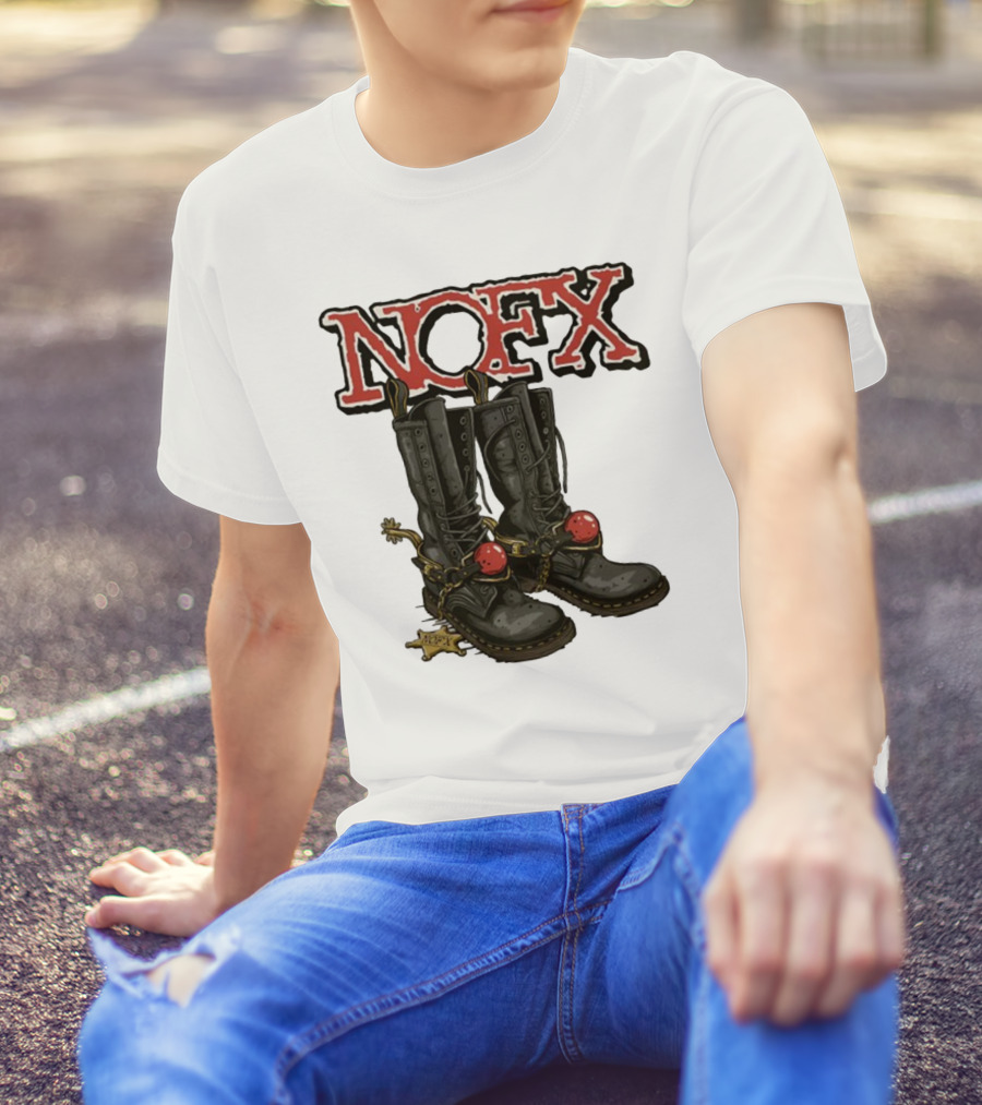 NOFX Punk Boots With Chains And Red Orbs T-Shirt