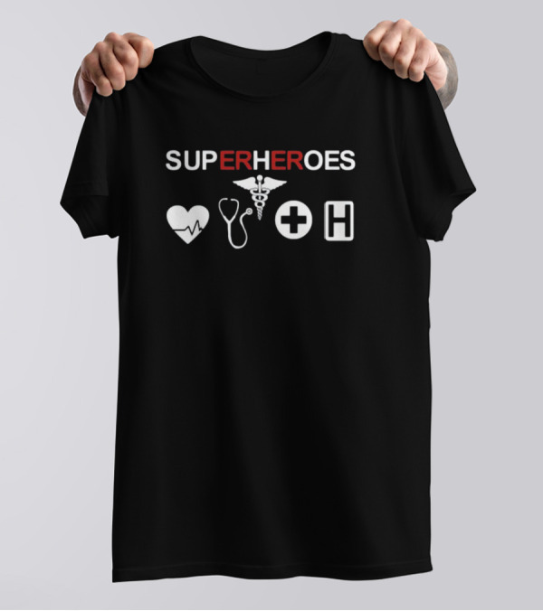 SUPERHEROES Heartbeat Stethoscope Medical Cross Hospital T-Shirt