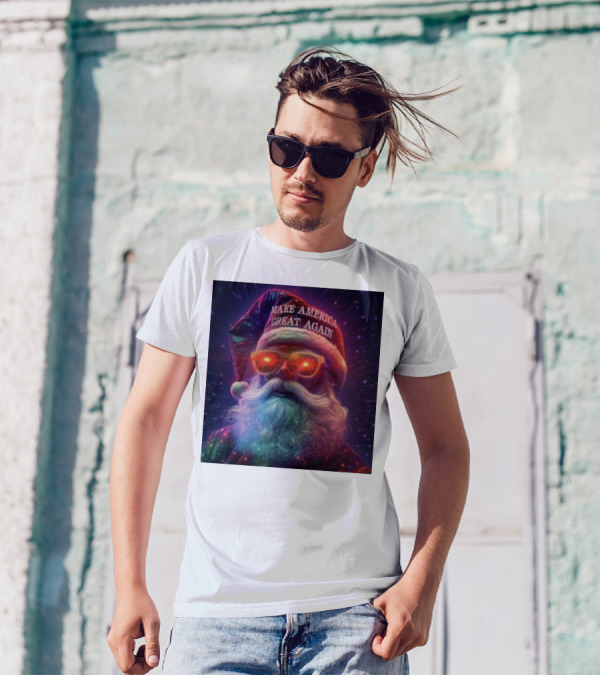 Thegrift MAGA Santa Make America Great Again Neon Glow T-Shirt