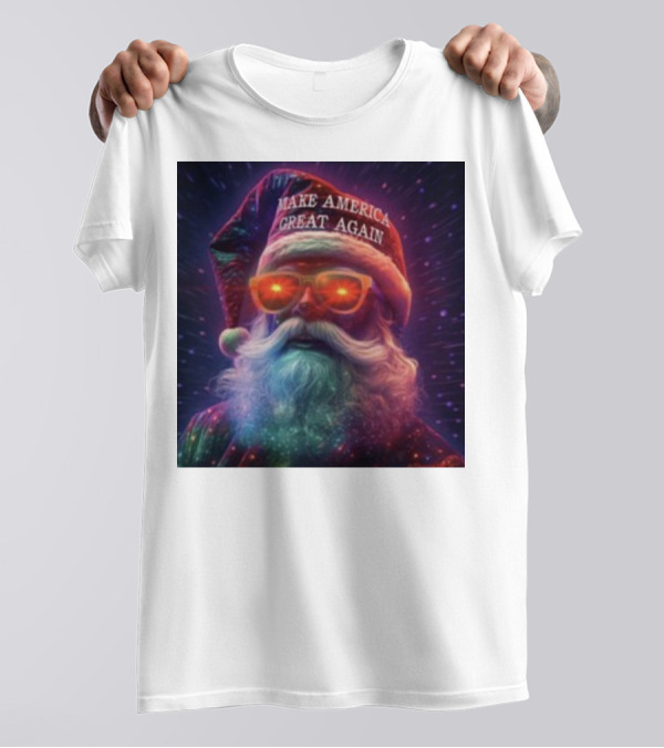 Thegrift MAGA Santa Make America Great Again Neon Glow T-Shirt