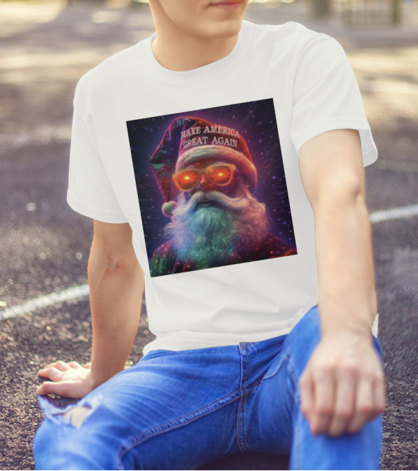 Thegrift MAGA Santa Make America Great Again Neon Glow T-Shirt