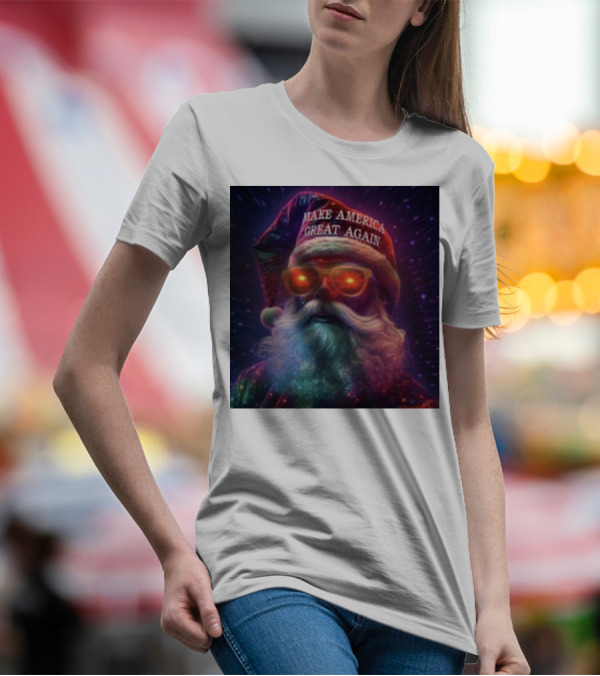 Thegrift MAGA Santa Make America Great Again Neon Glow T-Shirt
