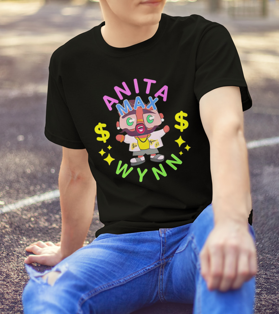 ANITA MAX WYNN Cartoon Character With Dollar Signs And Stars T-Shirt