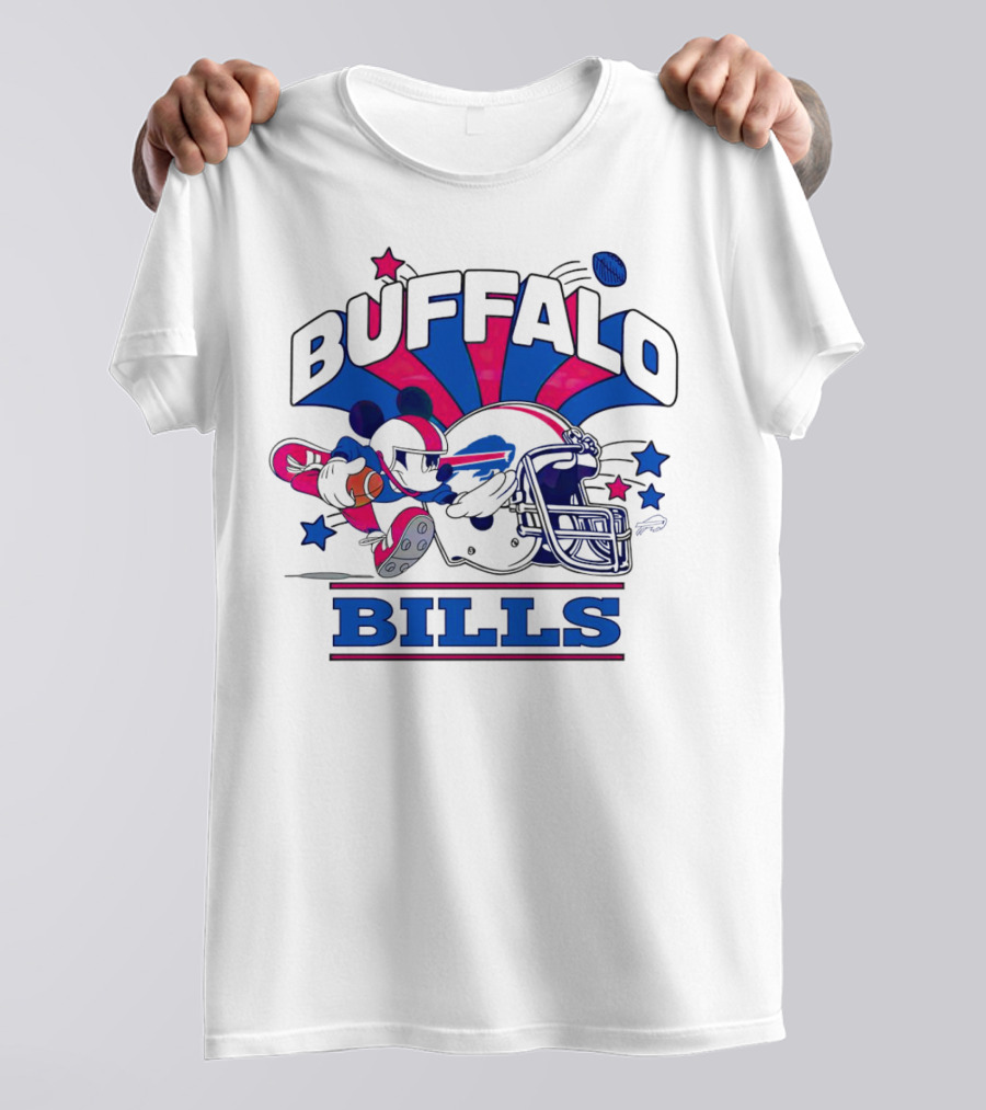 Buffalo Bills Football Mickey Mouse Tackle Starburst T-Shirt
