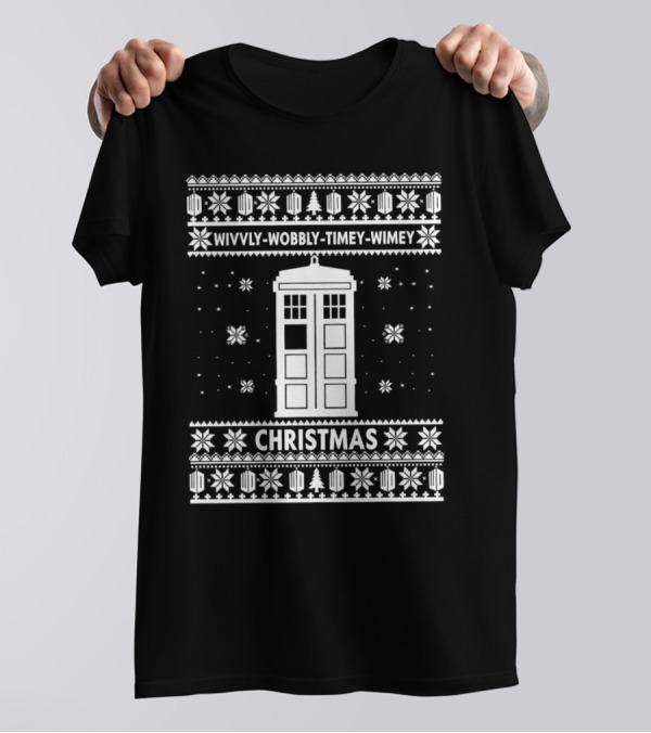 Wibbly Wobbly Timey Wimey TARDIS Christmas T-Shirt