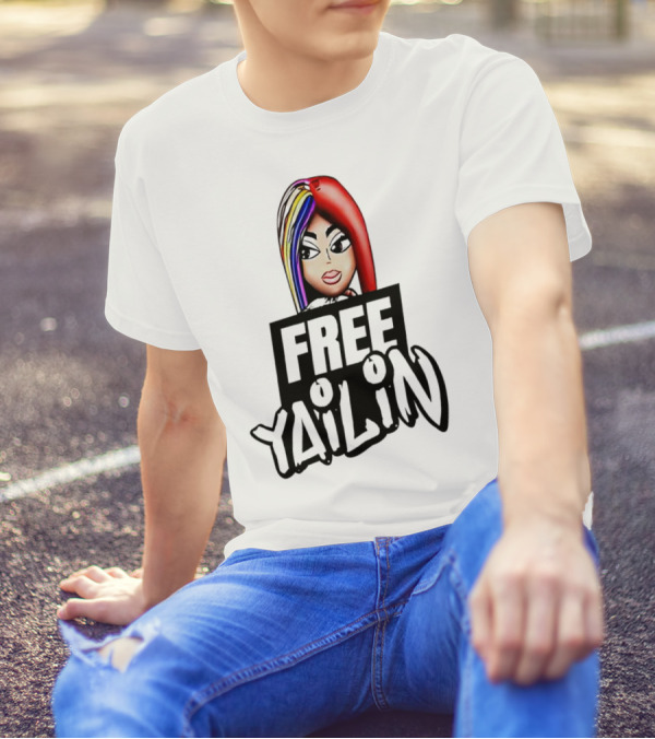 Free Yailin Colorful Hair Cartoon T-Shirt