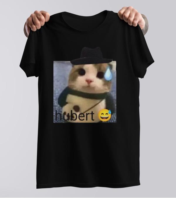 Hubert Cat With Hat And Nervous Emoji T-Shirt