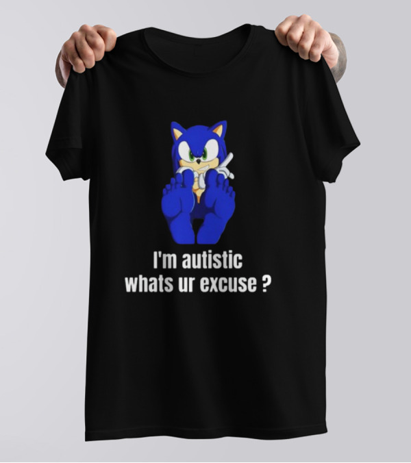 I'm Autistic Whats Ur Excuse Blue Cartoon Character Sitting T-Shirt
